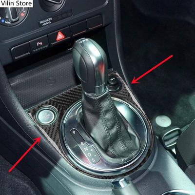 Real Carbon Fiber Car Gear Panel Cover Trim For Volkswagen VW Beetle 2012- Car Shift Panel Sticker Auto Inner