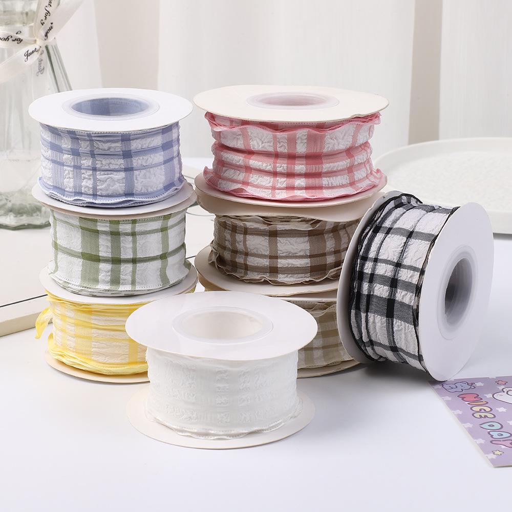 Colorful Puff Plaid Ribbon for Birthday Cake Boxes, Ins Style