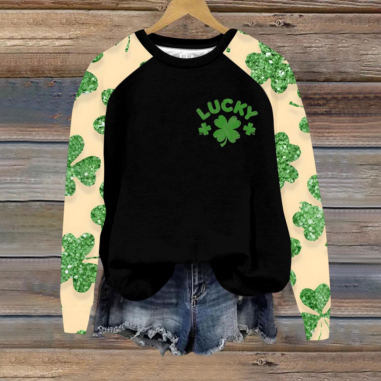 

Женский модный рукав реглан St. Повседневная толстовка с круглым вырезом и принтом ко Дню Святого Патрика XL