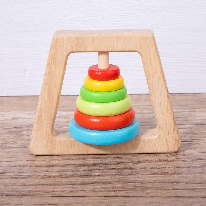 Montessori Baby's Rattle Molar Biteable Comfort Toy Wooden Newborn0-1Year-Old Baby Grip