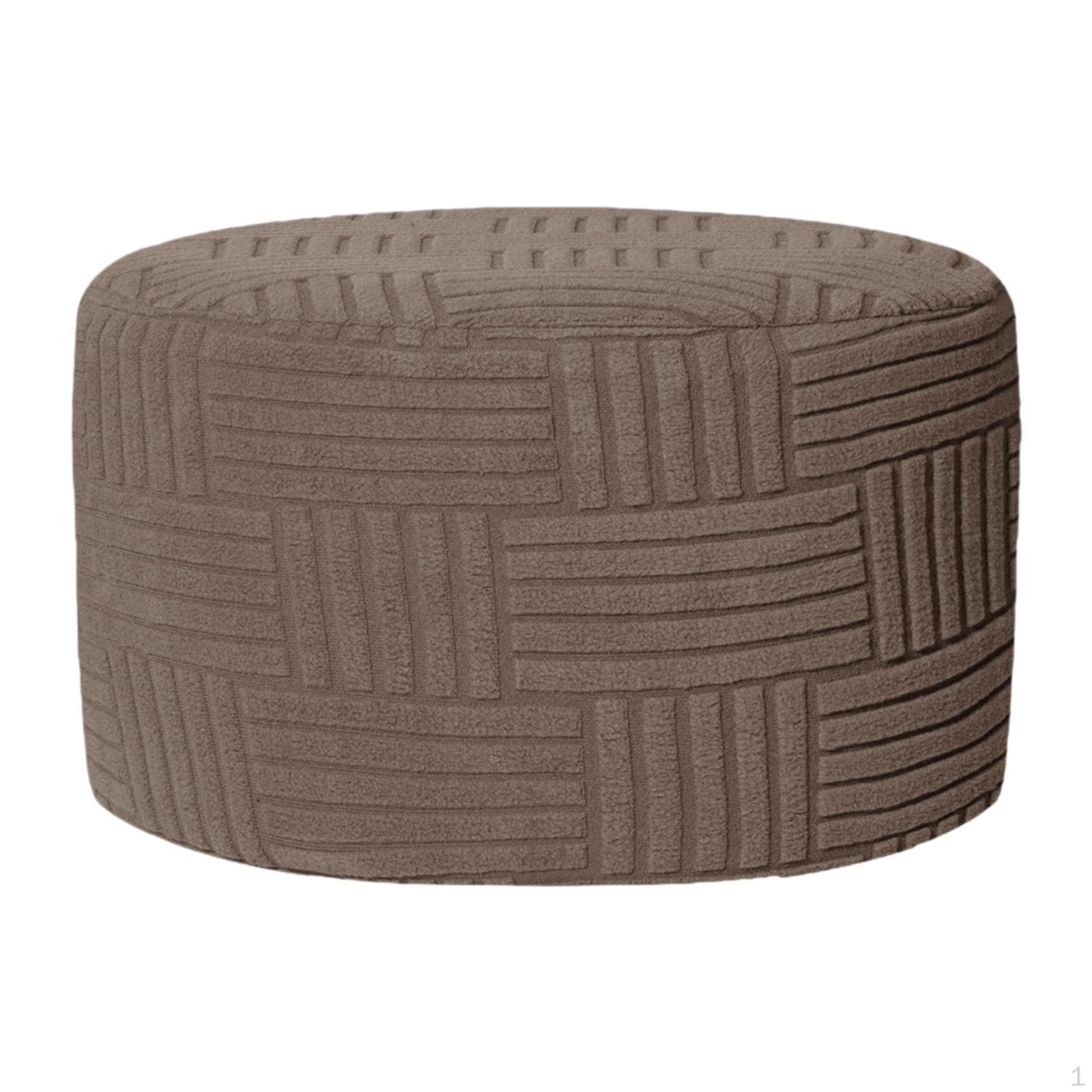 Чехол для пуфика, Круглый эластичный чехол-накидка для пуфика для спальни, гостиной коричневый