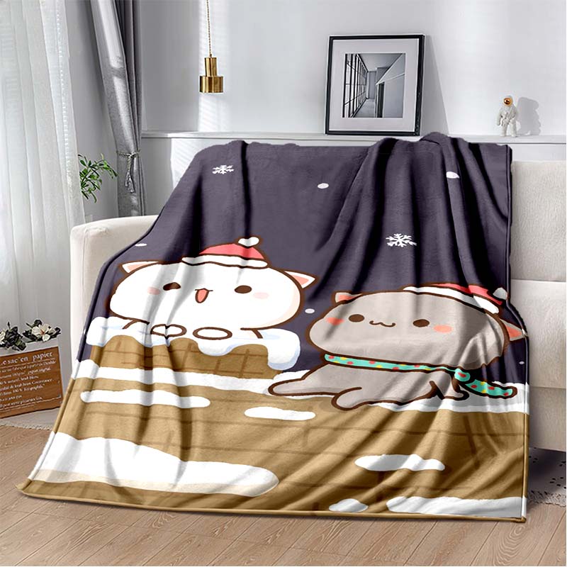 Cute Bubu and Dudu Series Blanket Cartoon Print Kids Warm Flannel Soft Comfortable Home Travel Blanket Bed Blanket Birthday Gift