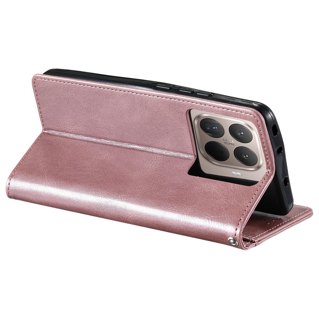 For Xiaomi 15T Pro Case 6 Card Slots PU Leather Anti-Fall Phone Cover with Wrist Strap