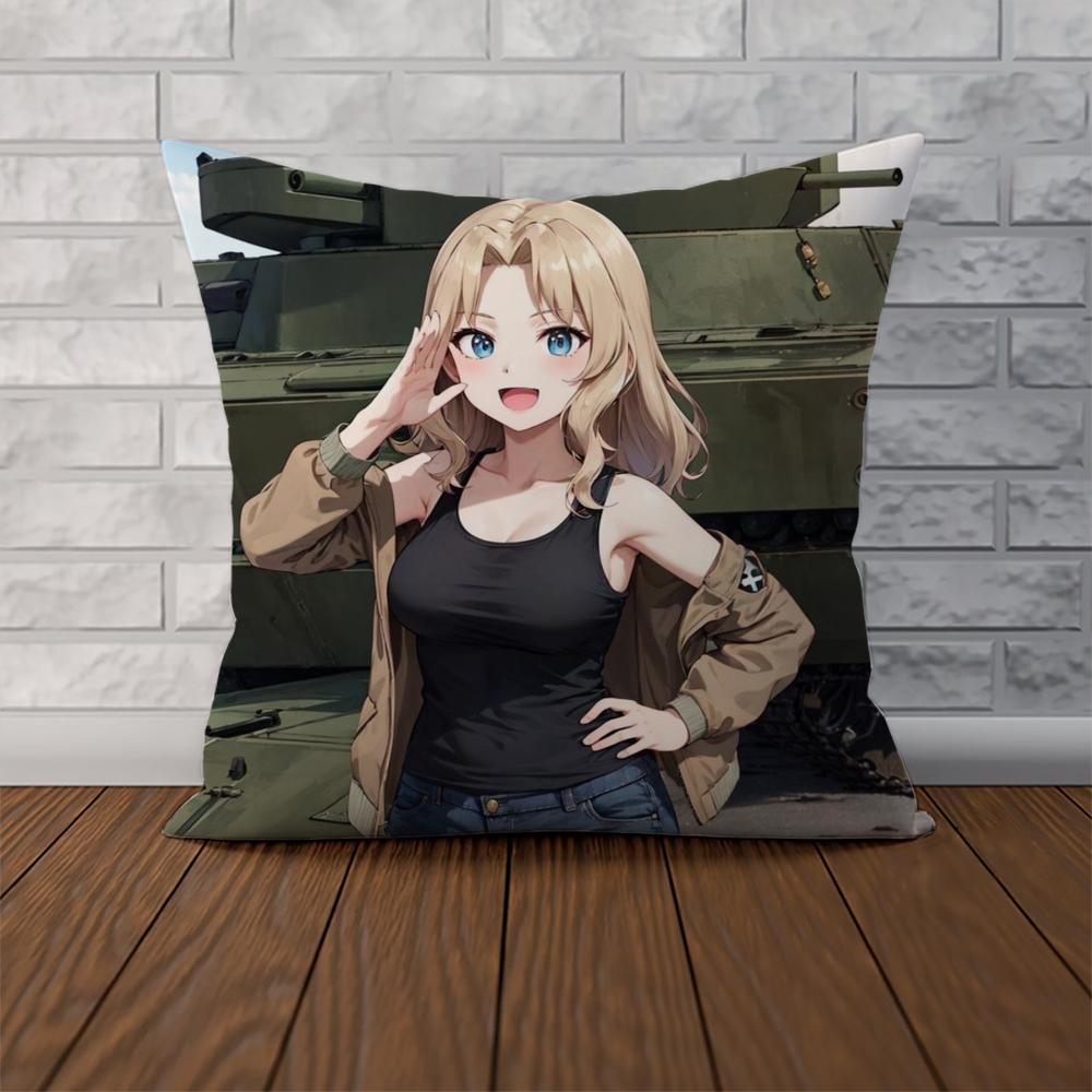 GGIRLS Und PANZER Pillow Case For Car Sofa Decorative Home Doublesided Print Plush Square Throw Pillow Cushion Cover