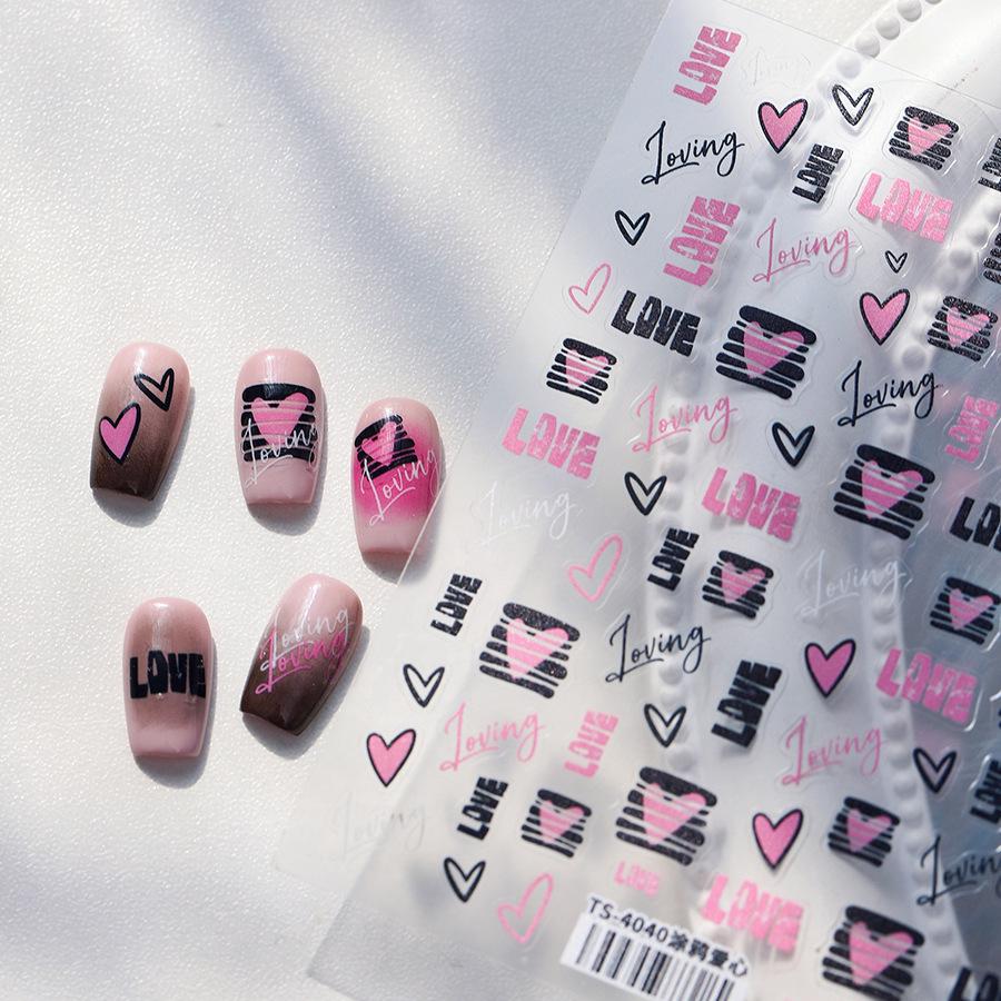 

Magico Ferrite 5D Heart Graffiti Frosted Transparent Nail Art Stickers TS-4040