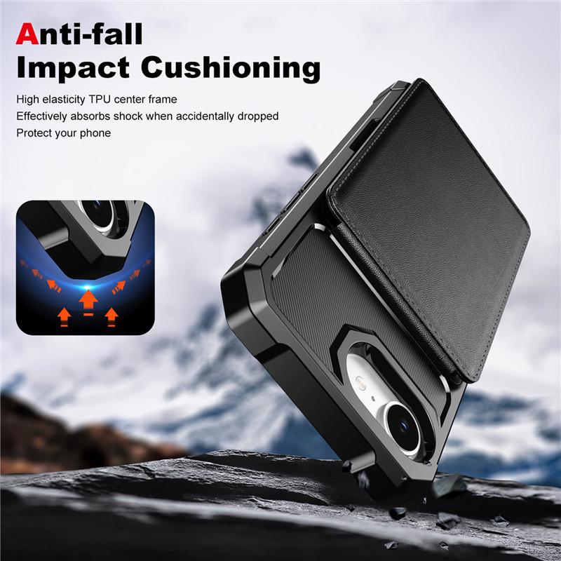 iPhone15 Pro Flip Card Holder Case: Drop-proof, Fits Apple 14, Multi-Card Slot