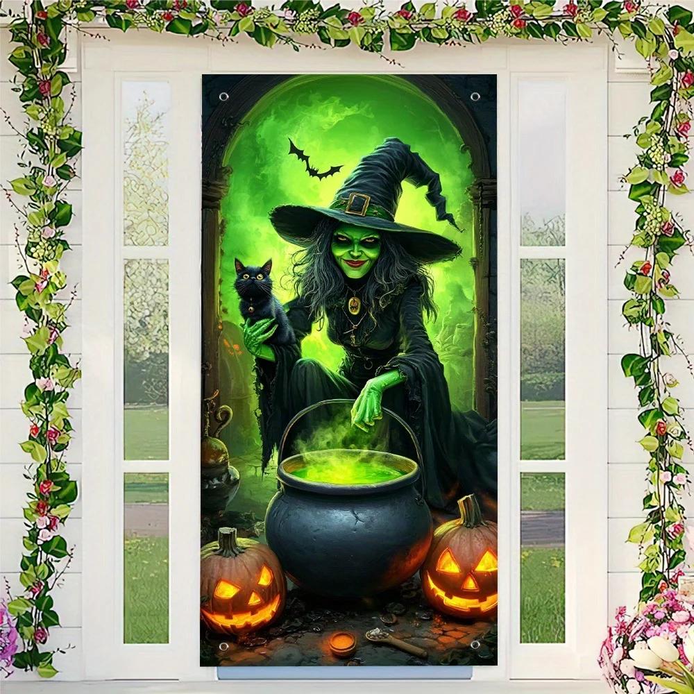 Halloween Party Banner Backdrop Horror Killer Creepy Scary Zombie Nun Terror Ghost Theme Decorations Decor for Front Door