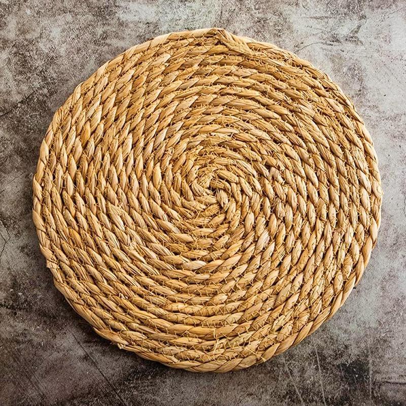 

6/12 Pieces 10CM Round Pot Holder, Hand-woven Rattan Placemat Heat-resistant, Suitable for Restaurant, Home, Wedding Decoration 6pcs&Round