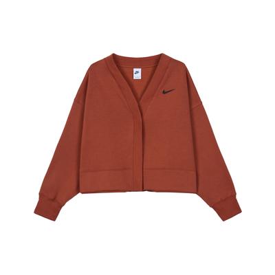 Phoenix Fleece Sweter Casualowy Luźny Dzianinowy Damski Top Ciemnopomarańczowy FB8773-832