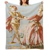 Distressed Toile De Jouy Print Throw Blanket Decorative Sofas Flannel Beach Flannel Fabric Blankets