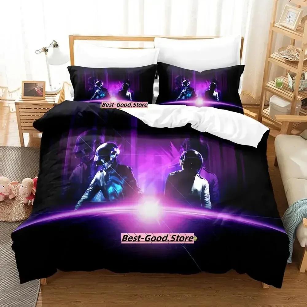 Daft Punk Sängkläder Set Tryckt Med Örngott Täcke Mjuk Enkel Dubbel Queen Super King Storlek Vuxen Barn Sovrum