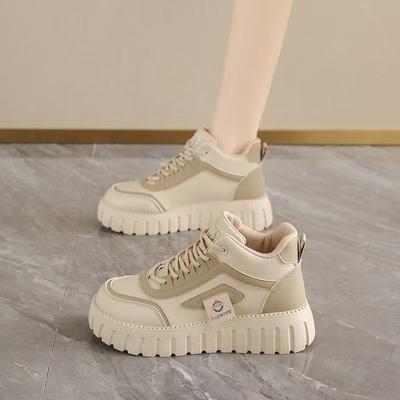 Board Shoes Women's New Summer Leather Waterproof and Non-slip Running Sneakers Platform-soled High-top Fashion Women's Shoes