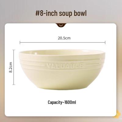 Embossed Truffle White Ceramic Soup Bowl