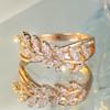 Anelli vintage con foglia di zircone bianco per donna, anello di fidanzamento di lusso color oro rosa per matrimonio