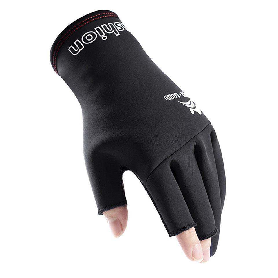 1Pair Winter Fishing Gloves Waterproof Windproof Anti-Slip Fleece Lined Three Fingers Omitted for Outdoor Climbing