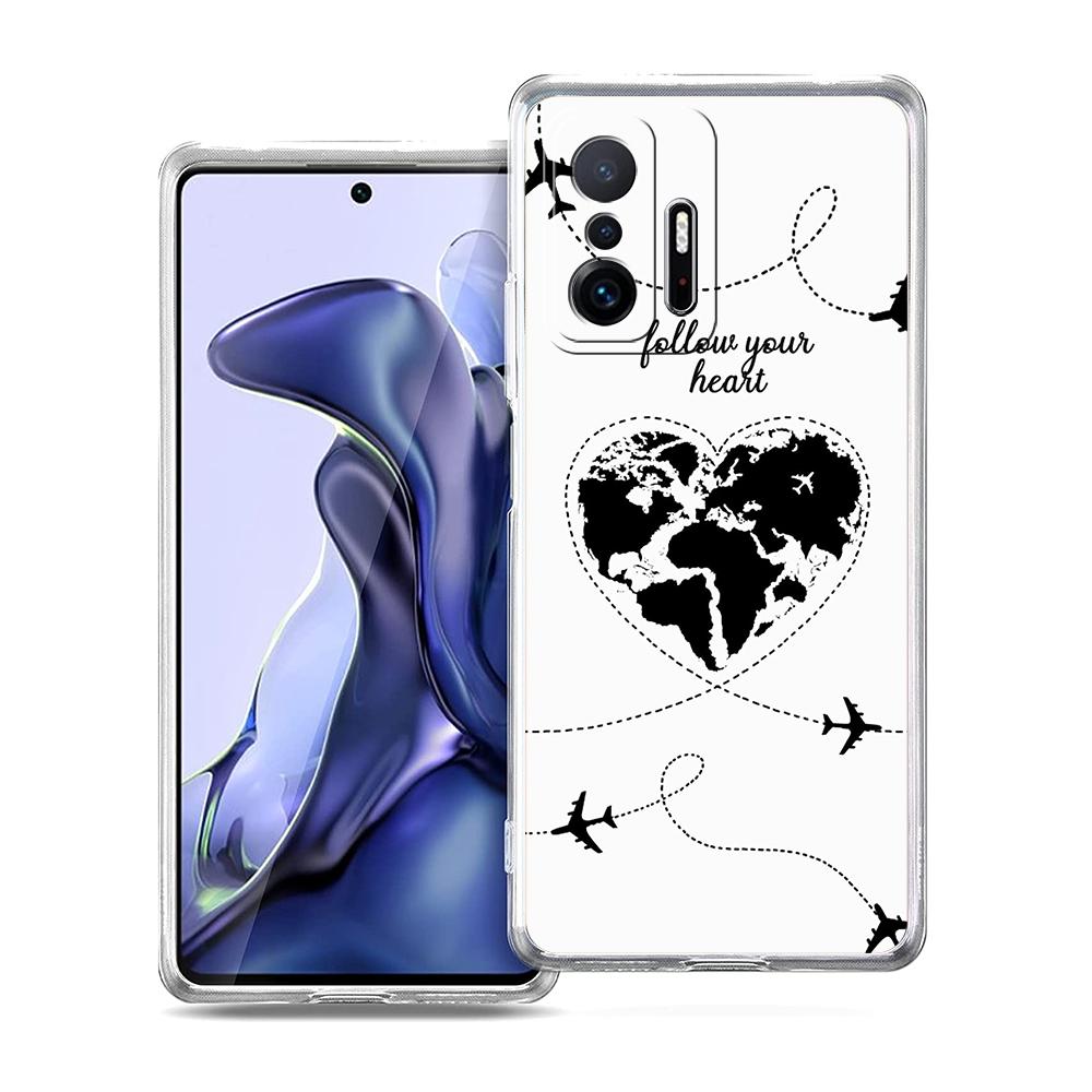 Transparent Phone Case for Xiaomi Mi 14 13 12 11 Ultra 13T Poco X3 NFC F3 F6 Pro Soft TPU Shell Travel-Inspired Airplane Route