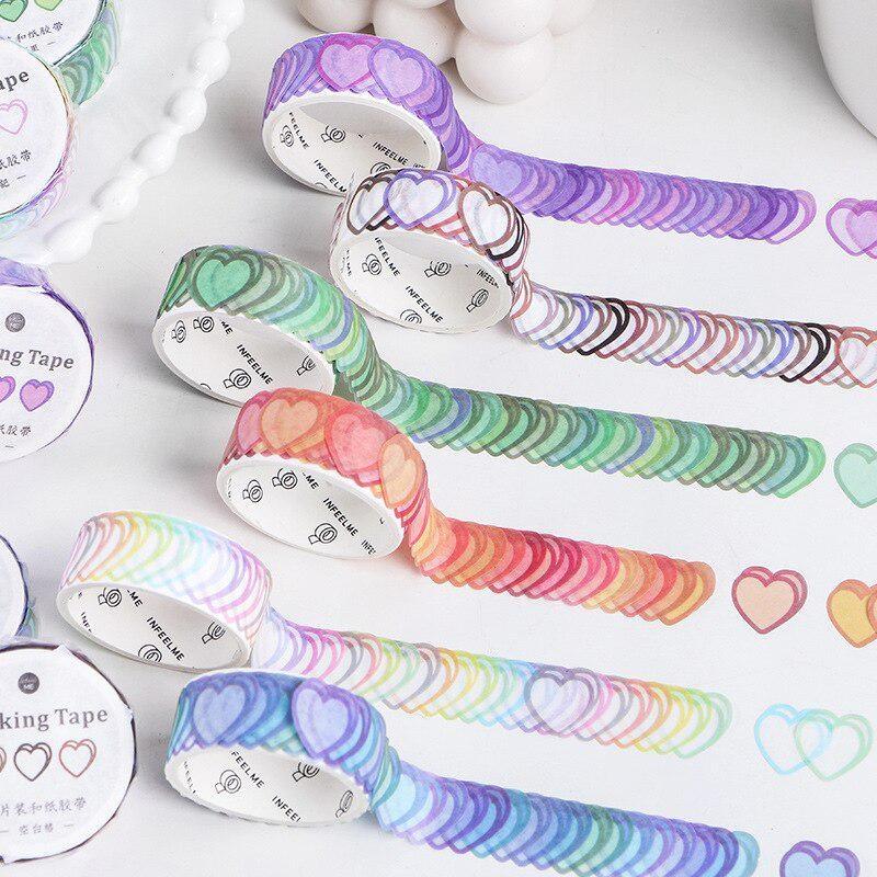 100Pcs/roll Love Heart-shaped Washi Tape Confession Poem Series Hand Account DIY Decoration Sticker Masking Tape Journal Decor