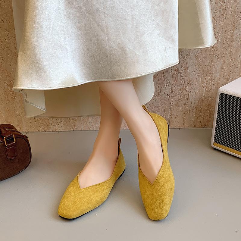 

Retro simple suede thick heel single shoes women s 2025 new shallow mouth soft sole work shoes Korean version one-pedal women s shoes 40 жёлтый