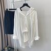 Maglietta da Donna con Cappuccio e Vestibilità Larga in Seta di Ghiaccio Protezione Solare - Top Casual Versatile Stile Coreano