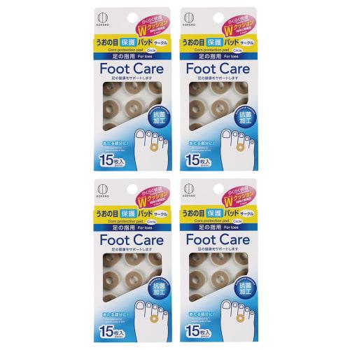 Kokubo Industries Foot Care Corn Protection Pads (15 Pads X 4 Packs / Circle) for Corns, Calluses, and Toes (Antibacterial Treatment / Made In Japan)