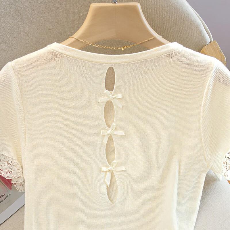 Γυναικείο Πλεκτό Τοπ με Δαντέλα και Πλέξη Patchwork, Στρογγυλή Λαιμόκοψη