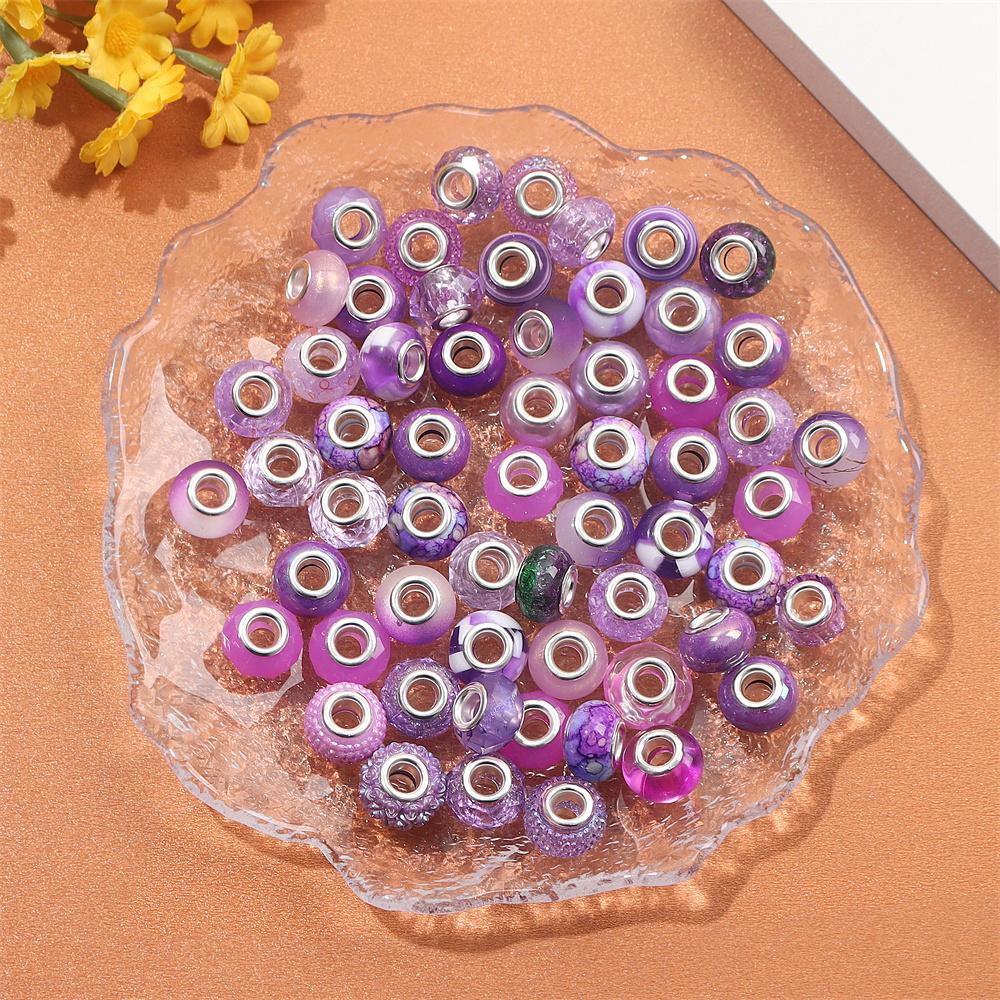 30/50/100 buc mărgele rășină în stil european cu găuri mari, margele decorative de 14 mm, margele de pix, margele distanțiere, bricolaj, brățări, bijuterii