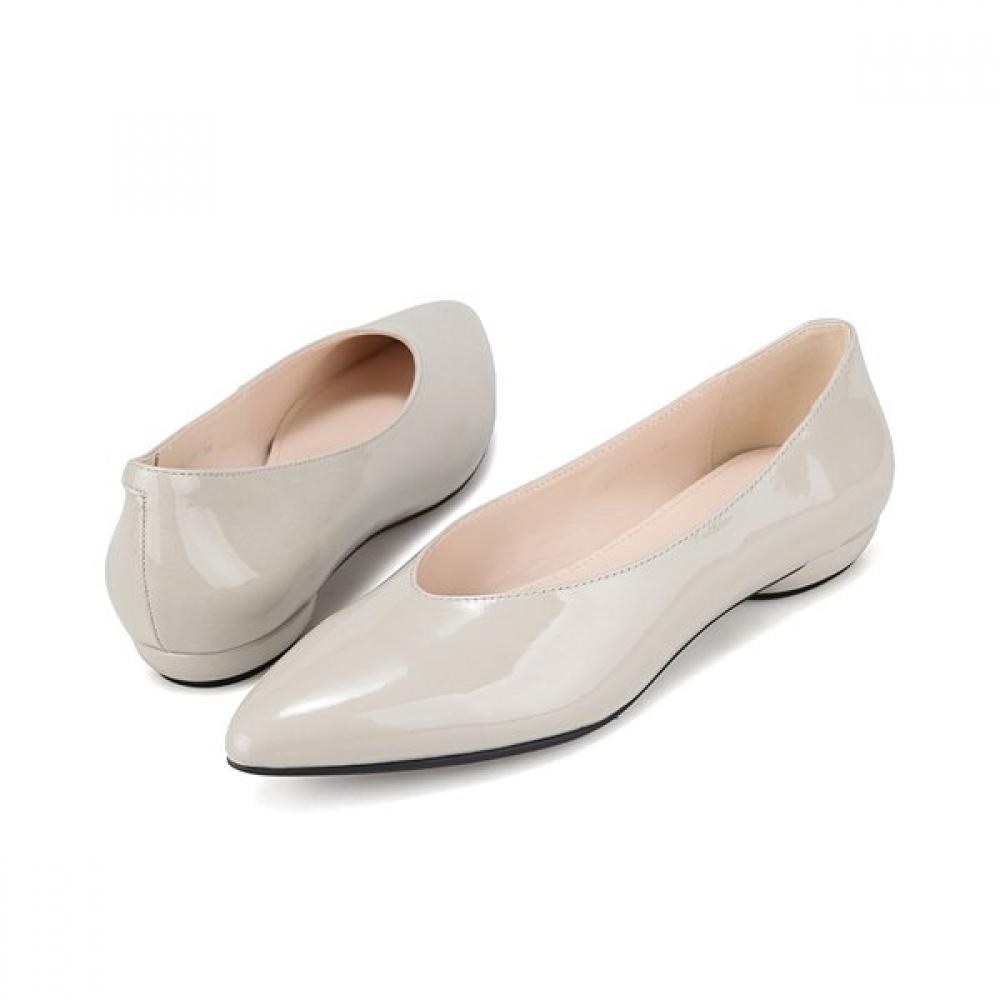 Barbara Leather Enamel Pointed Toe Flat Pumps 1.5cm Bbj115iv