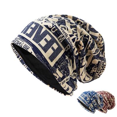 Hip Hop Unisex's Goth Skullies Beanies Letter Graffiti Spring Bonnet Hat Knit Cap Streetwear Women's Cotton Head Wrap