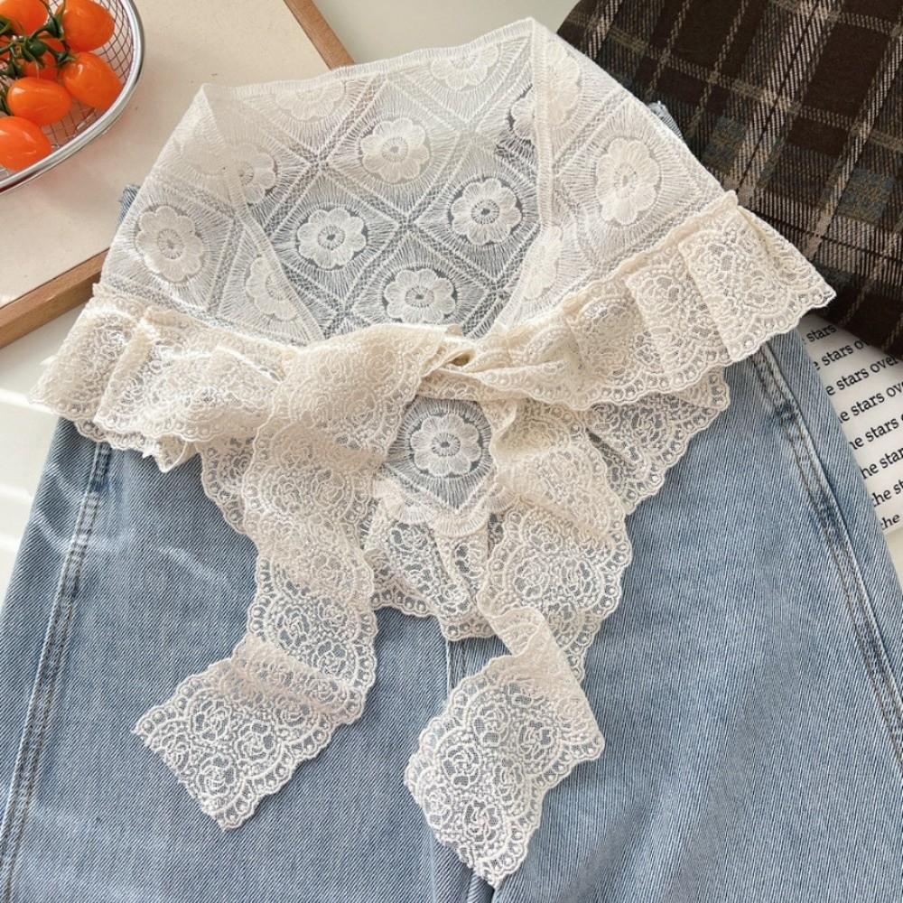 Embroidered Flower Lace Flower Hair Scarf Y2K Streetwear Chic Lace Mini Skirt Bohemian Casual Hollow Out Skirt Jeans Decoration