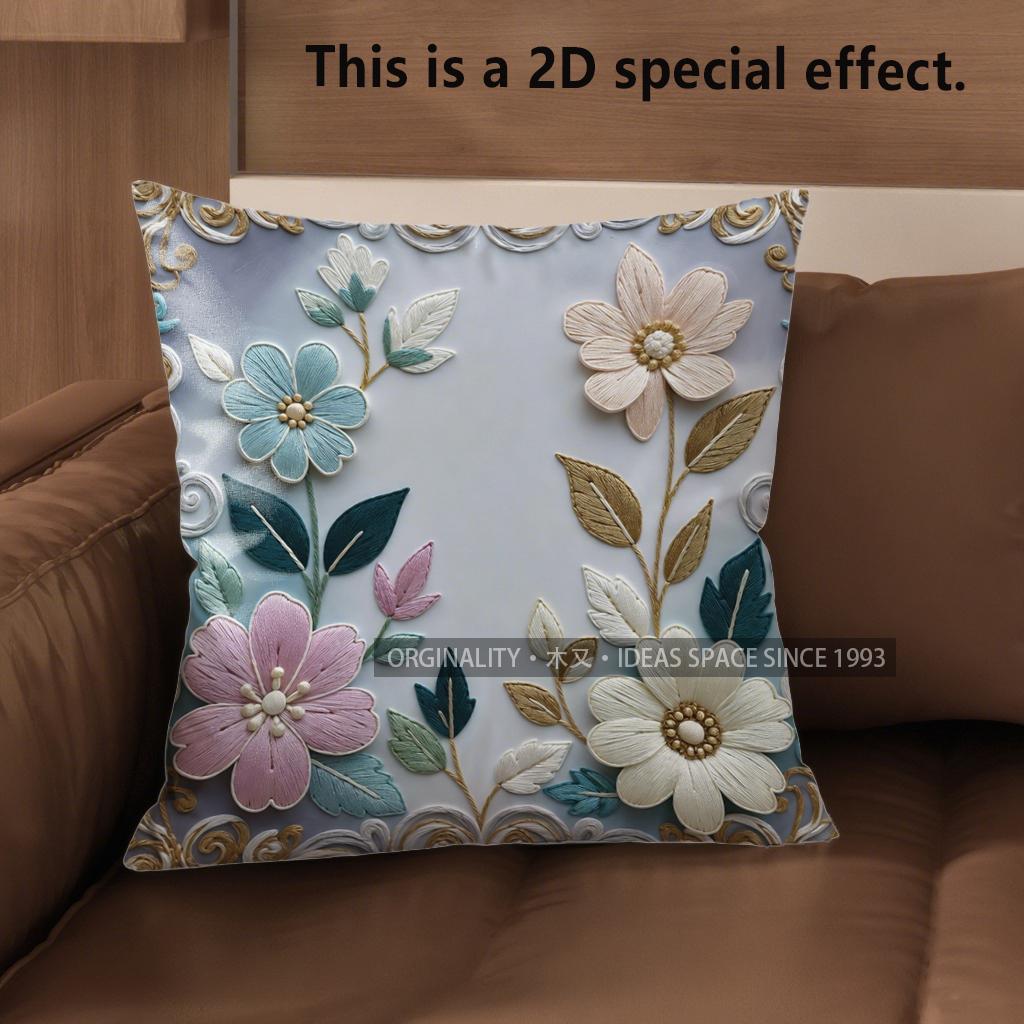2D Çiçek Nakışlı Desenli Dekoratif Yastık Kılıfları Desenli Yastık Kılıfı Kanepe Yatak Odası Araba Yastık Kılıfı İçin Uygundur