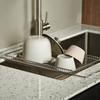 Stainless Steel Expandable Sink Drain Rack Kitchen Counter - Large Capacity Dish Drying Organizer Plates Bowls Utensils