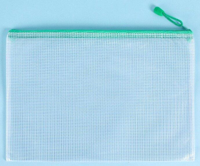 Multipurpose Student Supplies PVC Mesh Pouch Clear Mesh Stationery Organizer Smooth Zipper File Document Bag