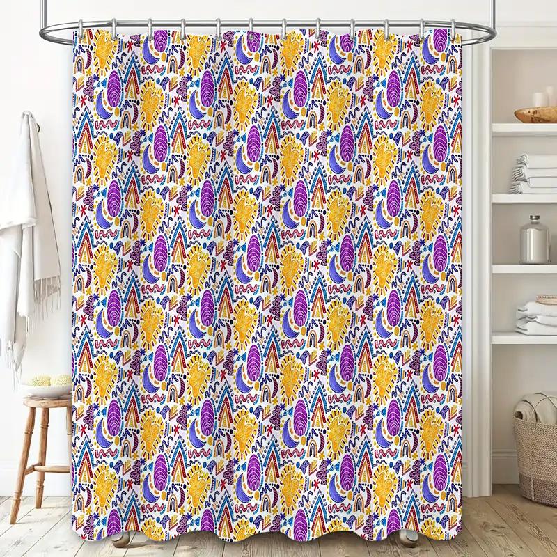 Bathroom Shower Curtain Floral Pattern Waterproof Fabric Liner Vintage Farmhouse Decor Modern Artistic Design Washable Home Text