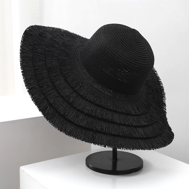 Sun Hat Children Summer Sunshade Straw Hat Casual Beach Hat Travel Elegant Sunscreen Hat Big Edge Hat Seaside Face Covering