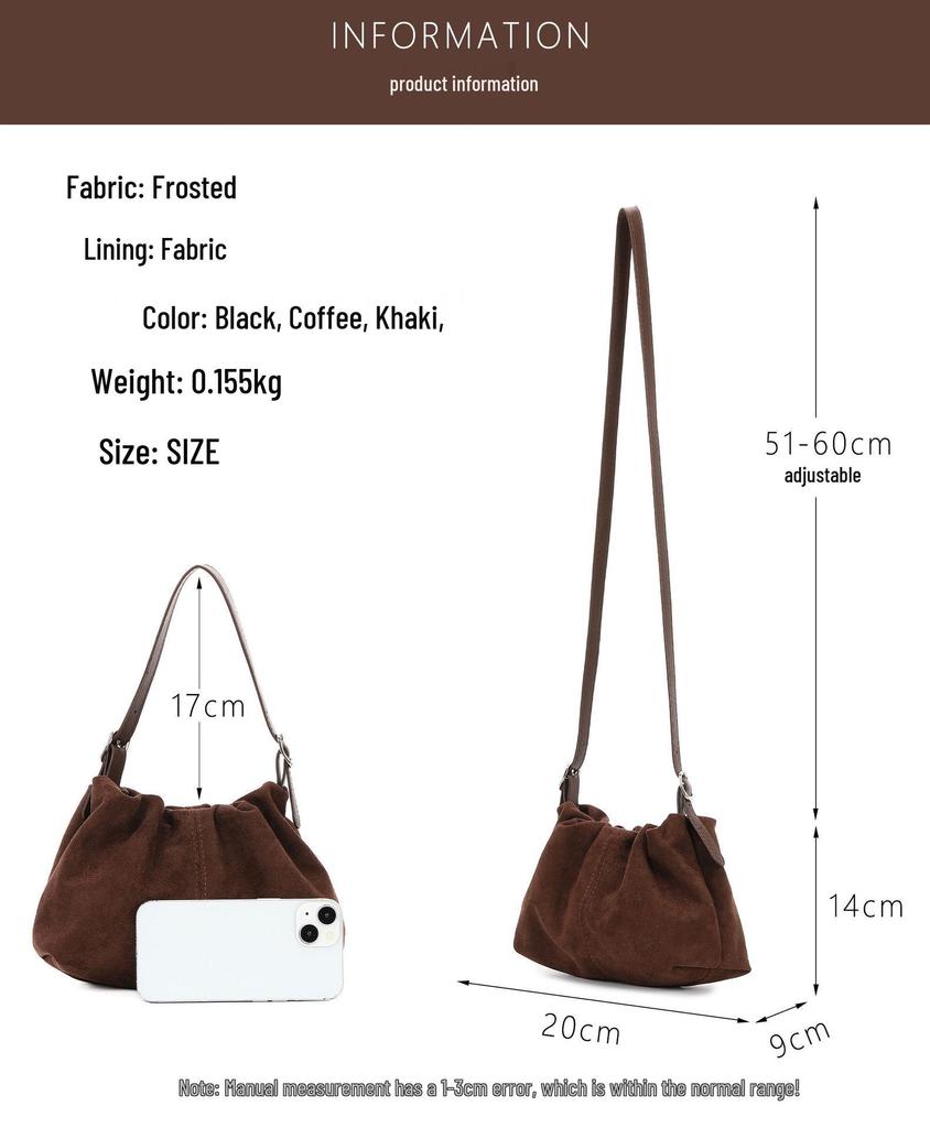 New Arrival Suede Cloud Pleated Shoulder & Crossbody Bag - Fashionable & Versatile for Autumn/Winter