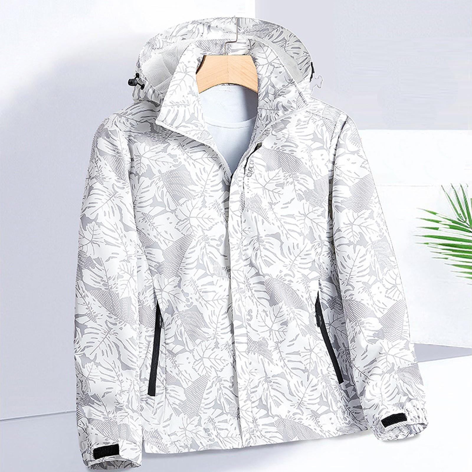 

Куртка женская водонепроницаемая ветровка легкая дождевая куртка с карманами упаковываемая дождевик для женщин с капюшоном XXL белый