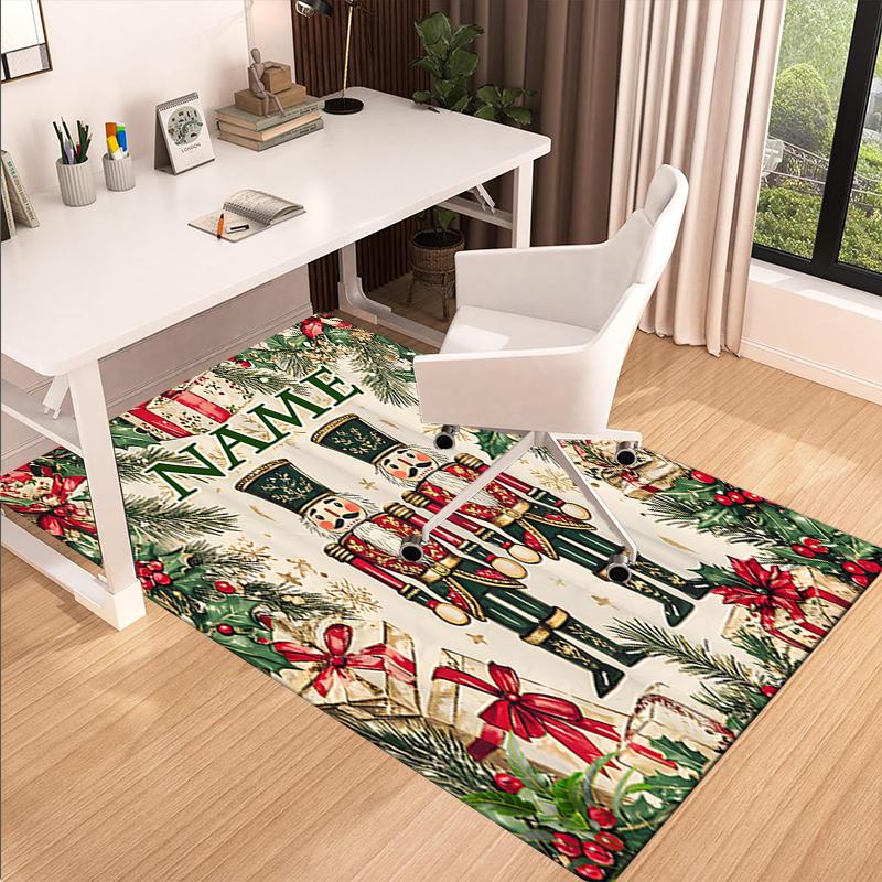 1PC Custom Name Christmas Nutcracker Guards Theme Floor Mat Ideal for Living Room, Game Rooms, Office, Bedroom,Floor Mat Playful Design