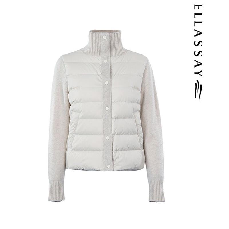 ELLASSAY Women's Knitted Stand Collar Goose Down Jacket