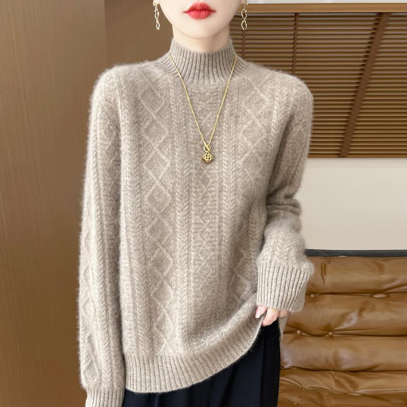 Damen Kaschmirpullover Qinghe Kaschmir 30% Kaschmir 70% Wolle warm und modisch Allrounder Herbst und Winter