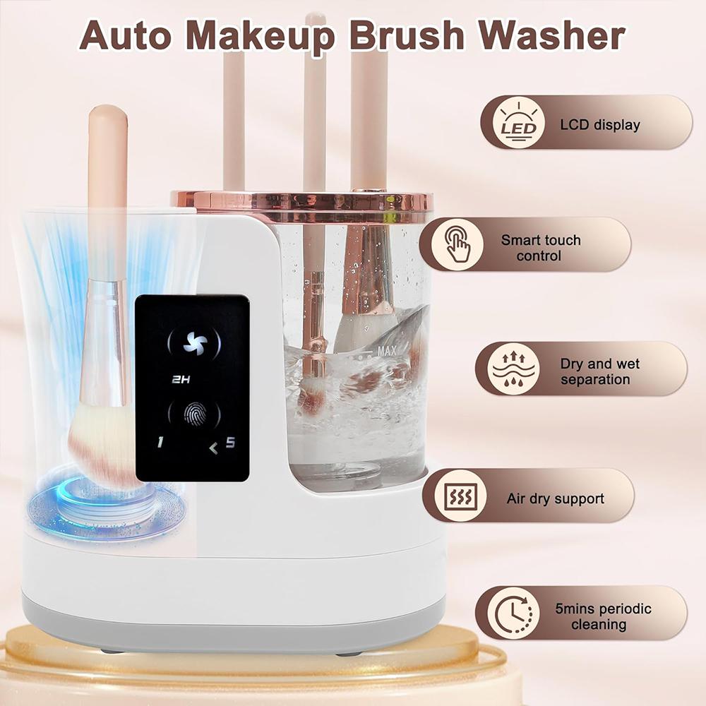 Electric Makeup Brush Cleaner Machine with Makeup Brush Dryer Automatic Cosmetic Brushes Cleaner Tool for Beauty Makeup Brush