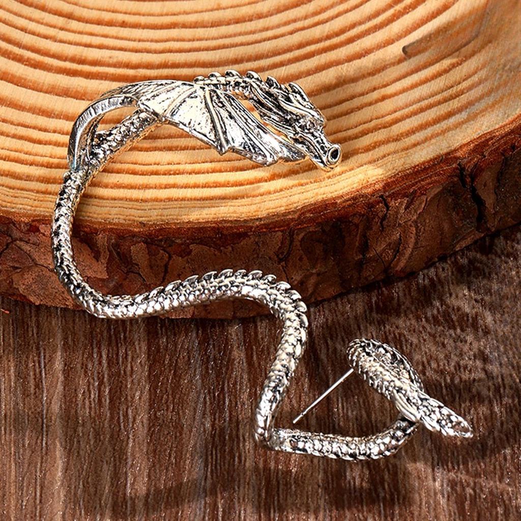 Punk Earrings Personalized Vintage Alloy Wrapped Dragon Cuffs Earrings Women's Party Accessories