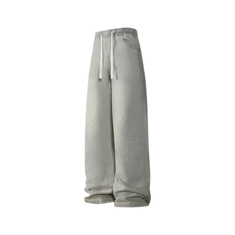 Micro-boot Jeans for Men 2025 New Autumn Retro Washed Pants Hong Kong Style Loose Straight Workwear Casual Pants