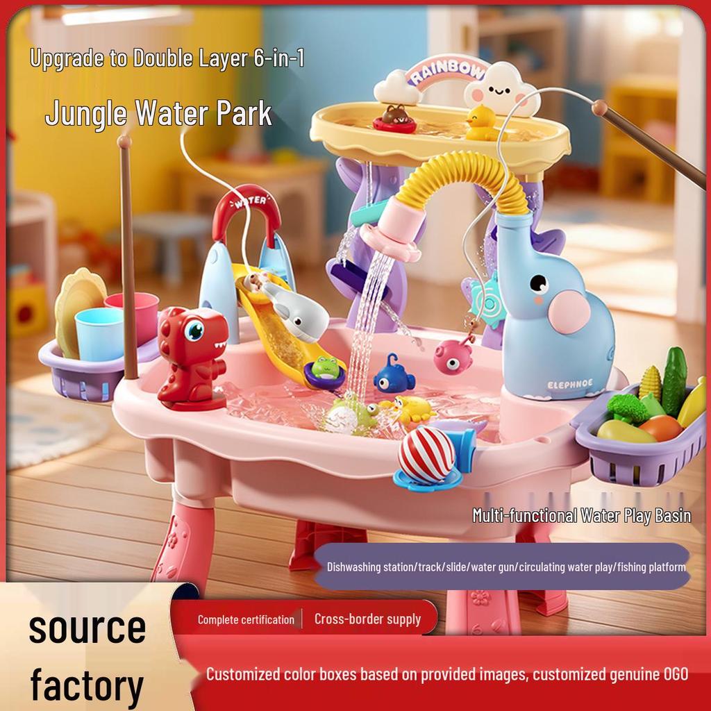 Children's Day Electric Water Play Table: Role-Playing Dishwashing, Fishing, Slide, and Sprinkler Toys