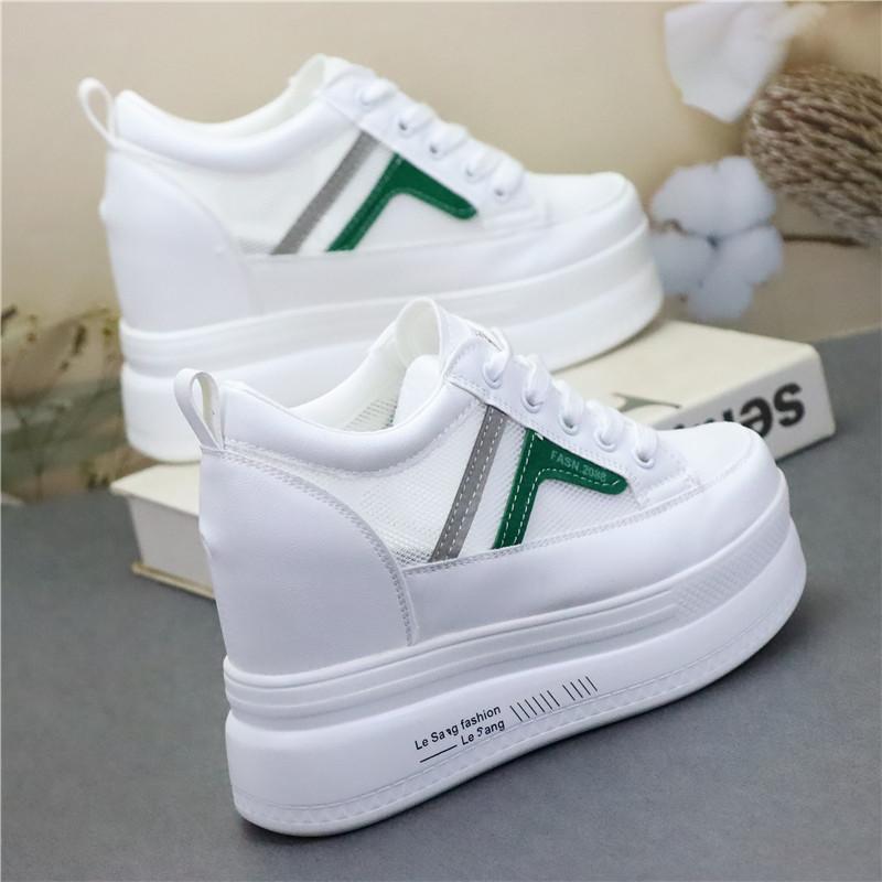 Fashion 10CM Air Mesh Synthetic Leather Platform Wedge Sneakers High Brand Casual Women Shoes Ladies Vulcanize Summer Breathable