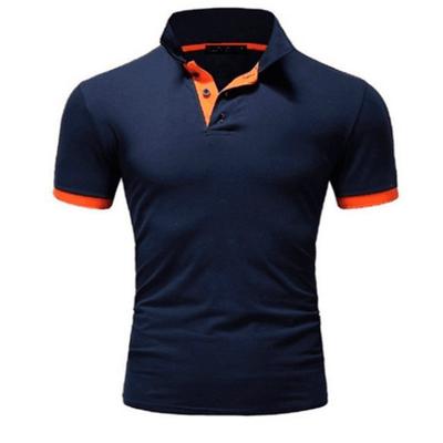 Male Casual Polo Shirts Fashion Contrast Color Design Turn-down Collar Comfortable Tops Slim Fit Short Sleeve Tees