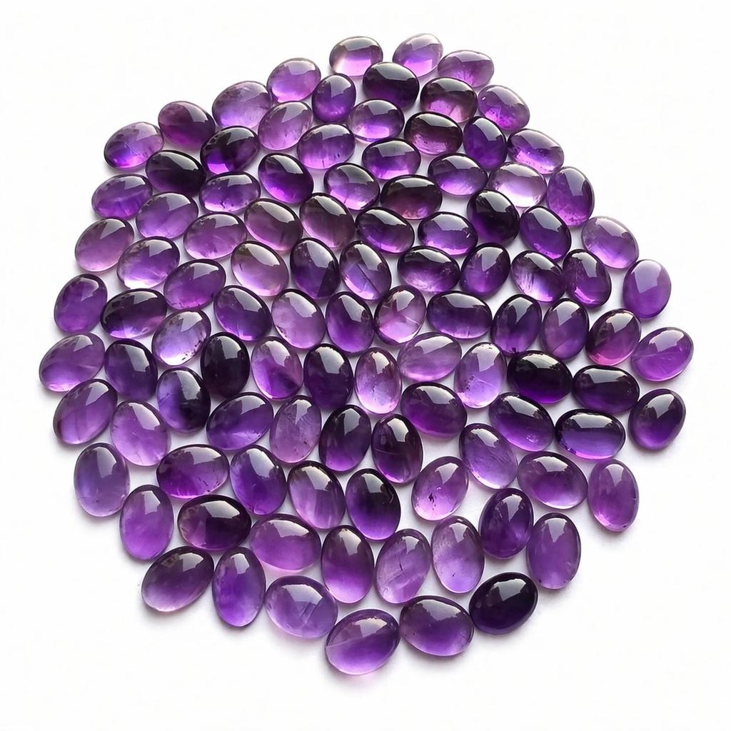AAA+ Natural Amethyst Cabochon Oval Flat Back Calibrated Gemstones | Purple Amethyst Loose Stone for Jewelry Making, Wire Wrapping