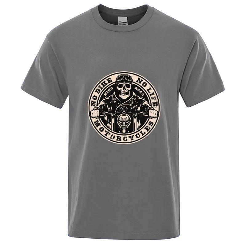 Bavlněné tričko s krátkým rukávem Motocyklový závislák Píst Lebka Tričko Pánské Hip Hopové Tričko Cool Trička Harajuku Streetwear Móda