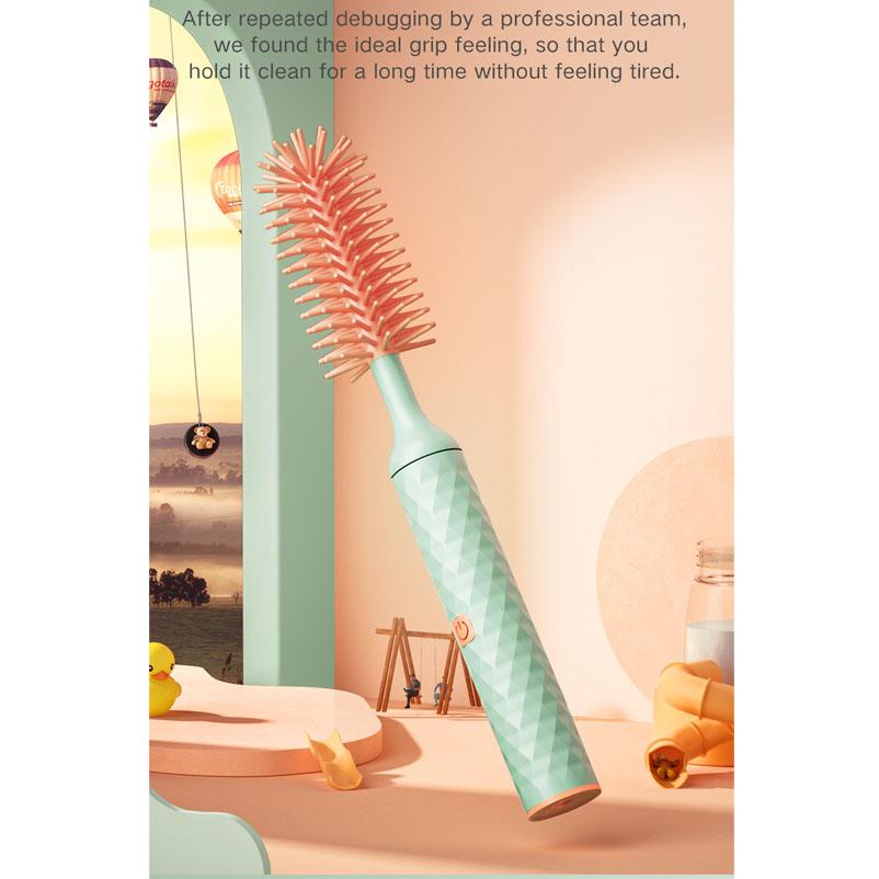 

Электрическая щетка для бутылочек, силиконовая щетка для пустышек, вращающаяся на 360 градусов, набор щеток для чистки детских пустышек зелёный