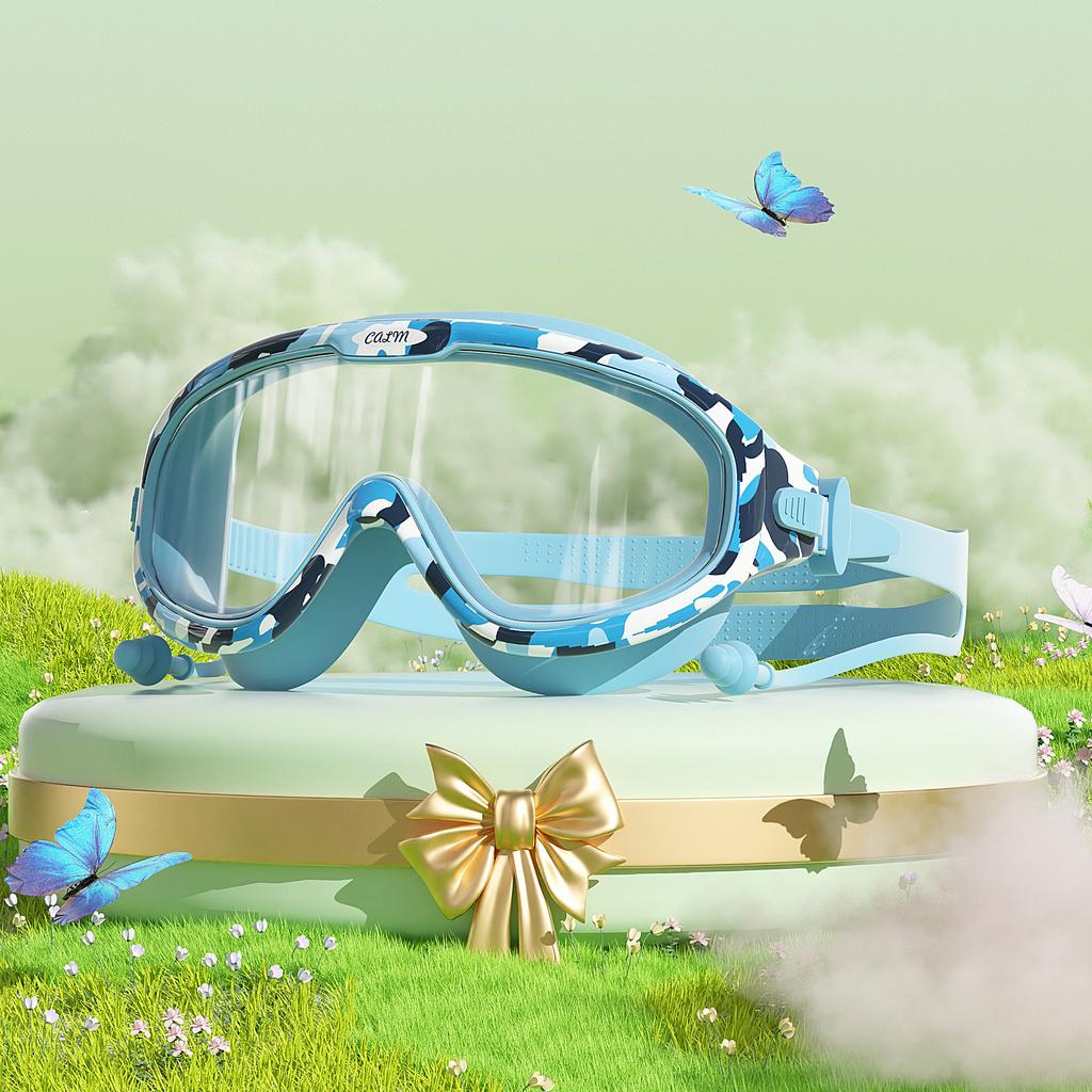 Children's Swimming Goggles Boys High Definition Anti-fog Waterproof Large Frame Swimming Glasses Swimming Cap Set Girls Diving Equipment