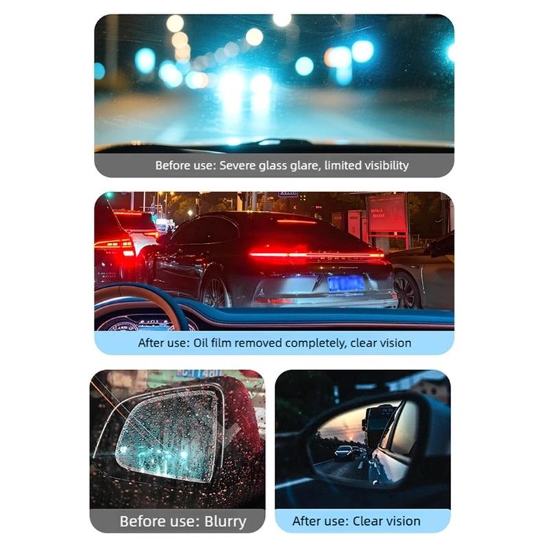 Glass Cleaner, Car Oil Film Cleaner,Q4 Glass Guard,Automotive Oil Film Cleaning Brush for Car Openings – Glass Cleaning Board